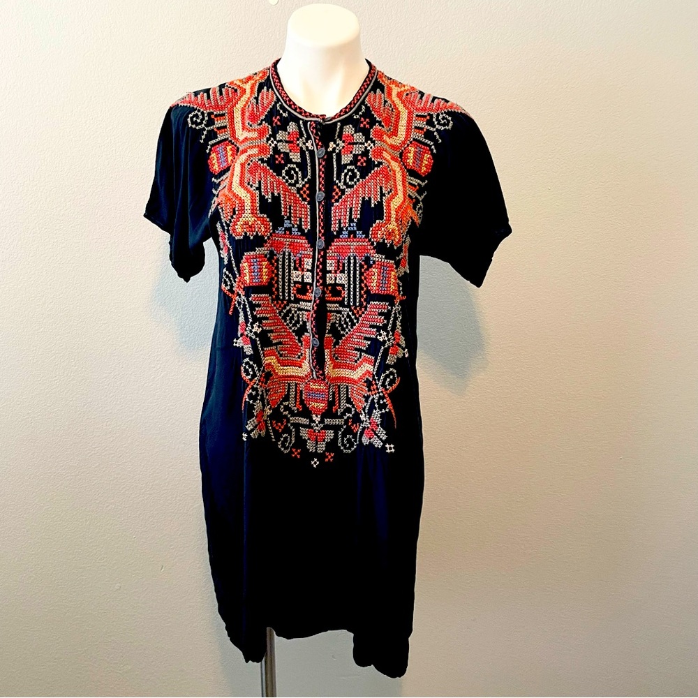 Johnny Was Biya Embroidered Mini Dress